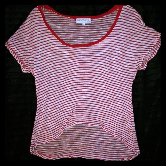 Daydreamer SM Red & White Striped  Crop Top - Picture 1 of 10